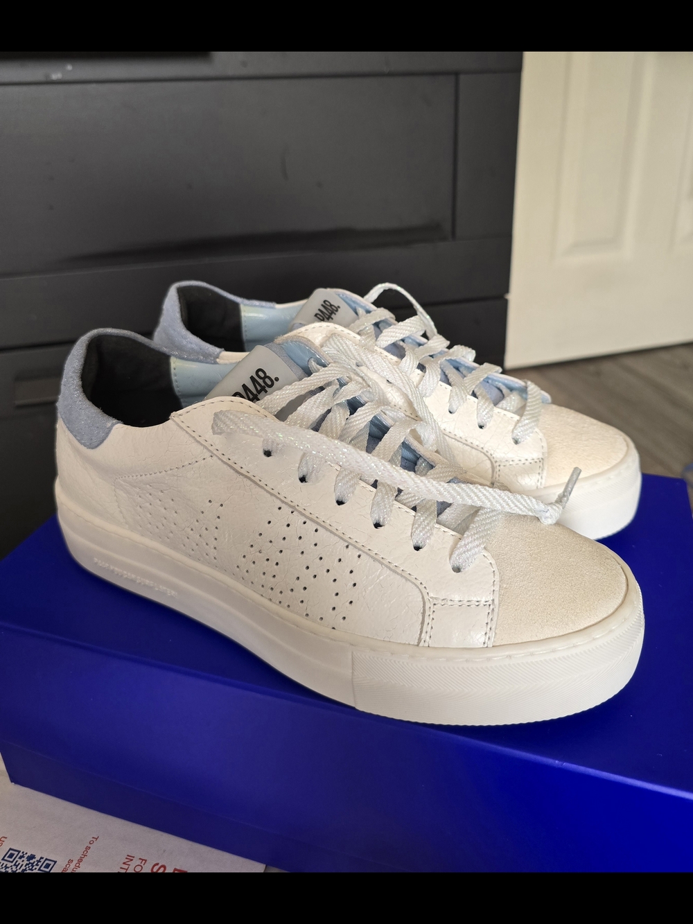 P488 Thea Women's Platform Sneakers Celeste/White 298 NEW size EU 37 U.S. 6.5 - Picture 1 of 10